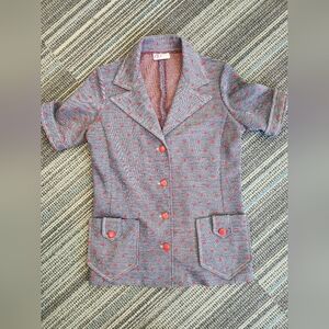 Cute Vintage 1990s or Y2K Red and Purple Zio Blazer with Pockets